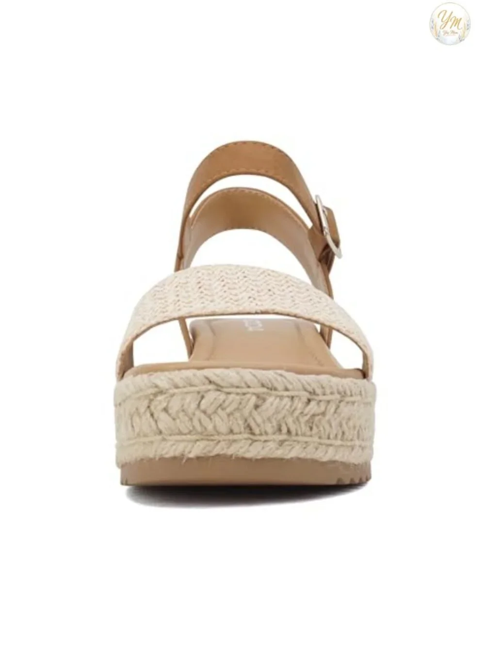 Women Open Toe Ankle Strap Espadrille Wedge Sandal Platform PU